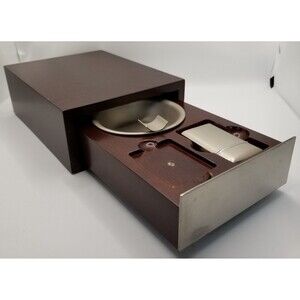 Red Envelope Cigar Lover's Kit Maple Veneer Nickel Finish Ashtray Lighter READ